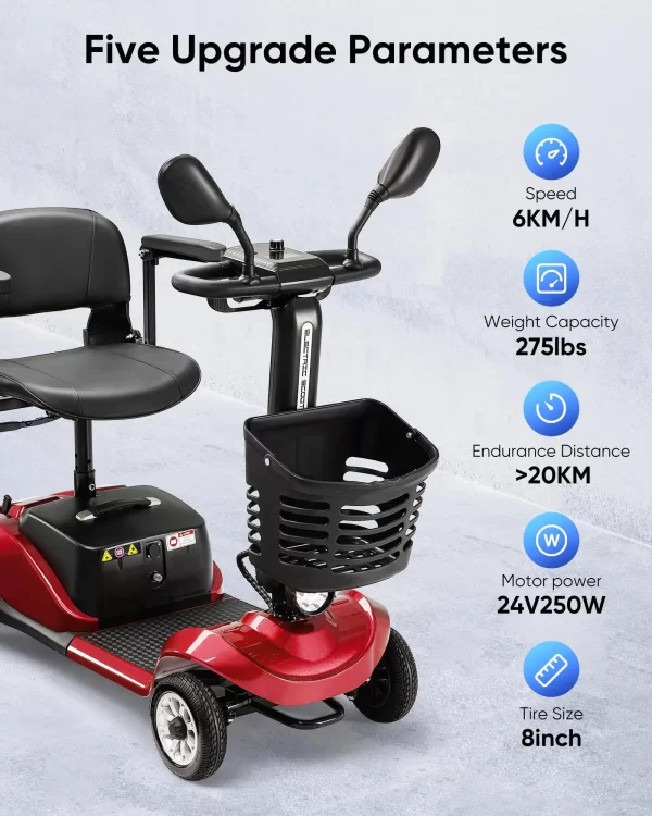 Foldable Electric Mobility Scooter with Light and Basket - Image 2