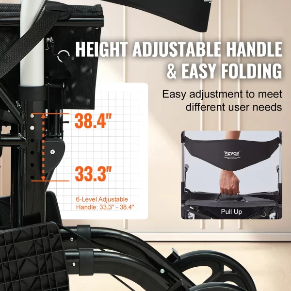2 in 1 Rollator Walker & Transport Chair for Seniors - Image 4
